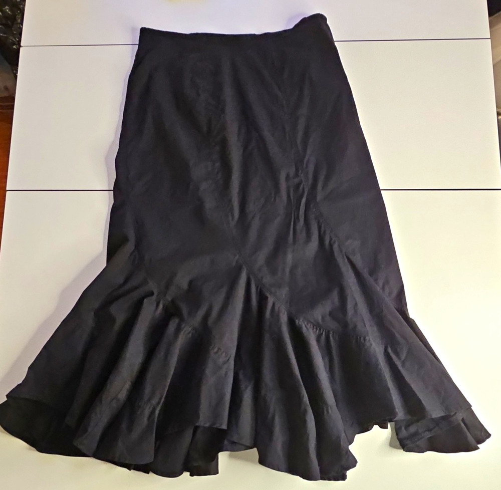Live a Little Black Mermaid Skirt Size 8 Ruffle Hem Y2K Whimsigoth Dark Academia